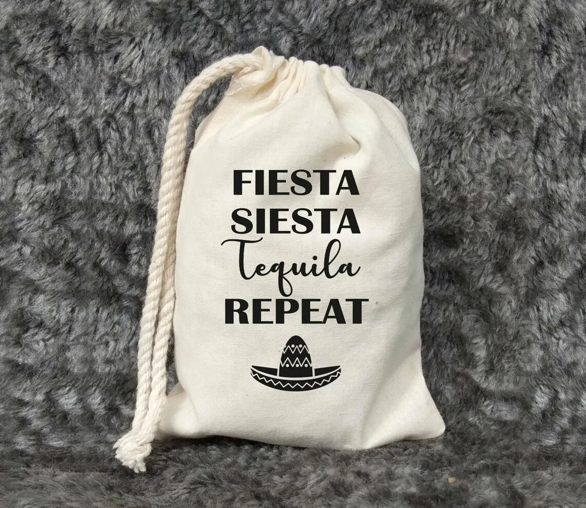 20 Pcs FIESTA SIESTA Tequila REPEAT-fiesta favors-Last in bash-hangover kit-welcome bag-bachelorette kit-Mexican party-bachelor