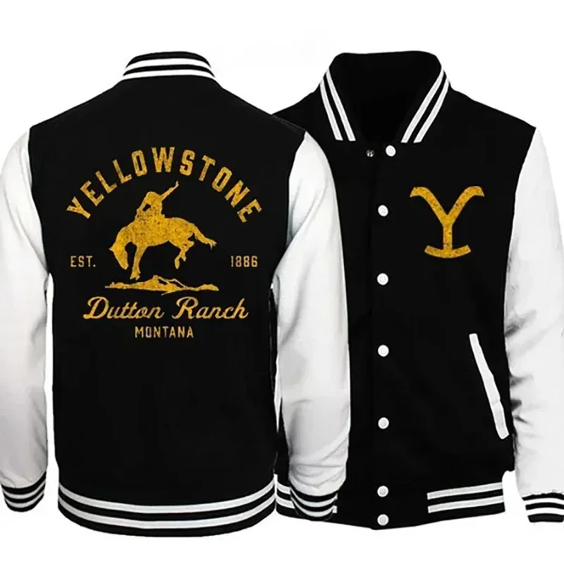 Classic Fashion Yellowstone Dutton Ranch Printed Jackets Men and Women Buttoned Baseball Jersey Sweatshirt Jacket Tops