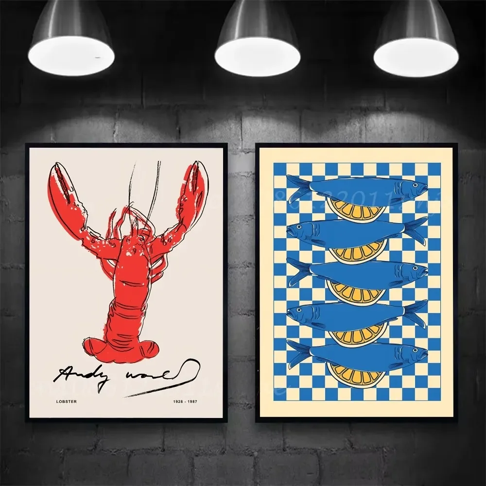 1 قطعة السردين الملونة جراد البحر كراب الأسماك المحيط الحيوان المشارك ذاتية اللصق الفن ورق مقاوم للماء ملصق البيت بار غرفة جدار ديكور #3