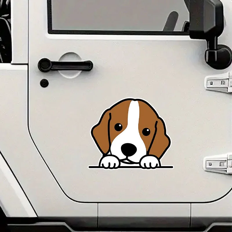 

1PC Cute Cartoon Peeking Puppy Decor - 2D Flat Style Adornment for Car Laptop Phone