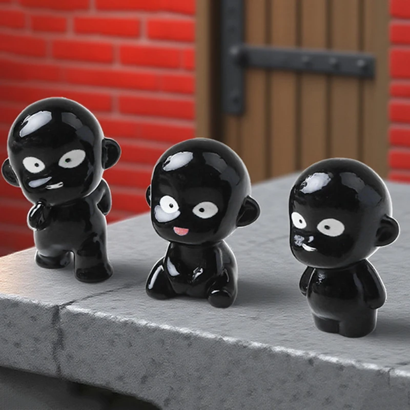 3-teiliges Set Cartoon Conan Schwarze Figuren Herr Inuzawa Gefangener Anime-Modellpuppe DIY Dekoration Desktop Auto Harz-Ornament Geschenk Spielzeug