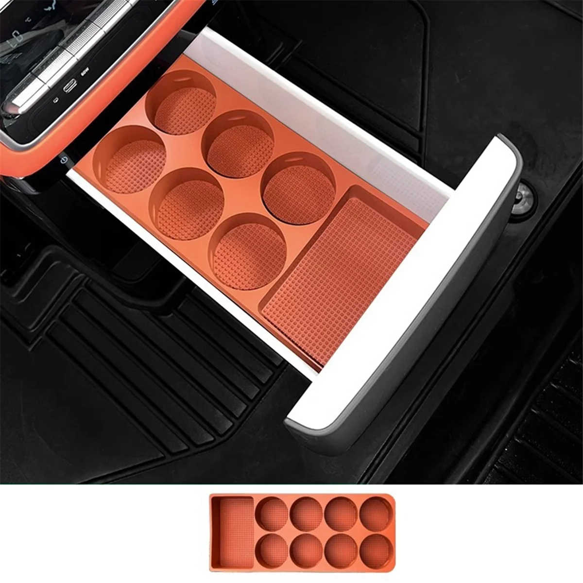 For LEADING IDEAL L9 Refrigerator Storage Box Silicone Mat Refrigerator Fixed Anti-Slip Cup Holder Tray,Orange