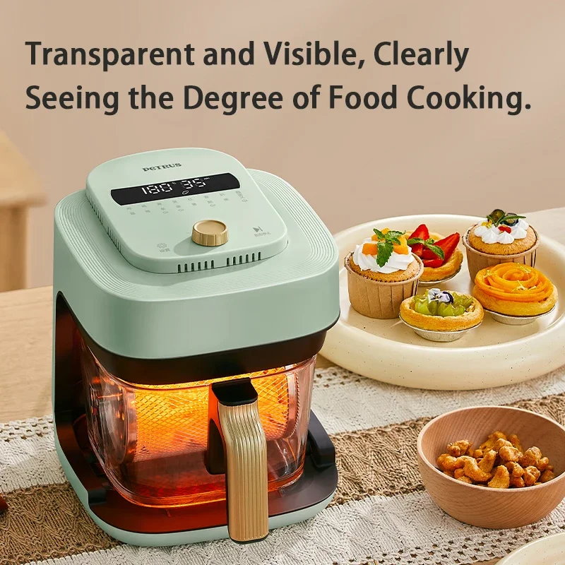 Petrus Air fryer Large Capacity  Transparent Visibility Rotating Basket  No-flip Cooking Multiple Functions  Smart Menu  PE7720