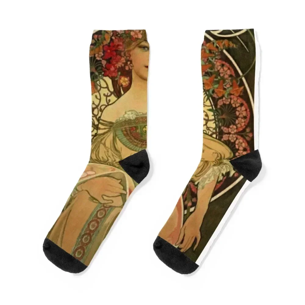 Alphonse mucha -1860 - 1939 Socks Children's christmass gift Crossfit Mens Socks Women's