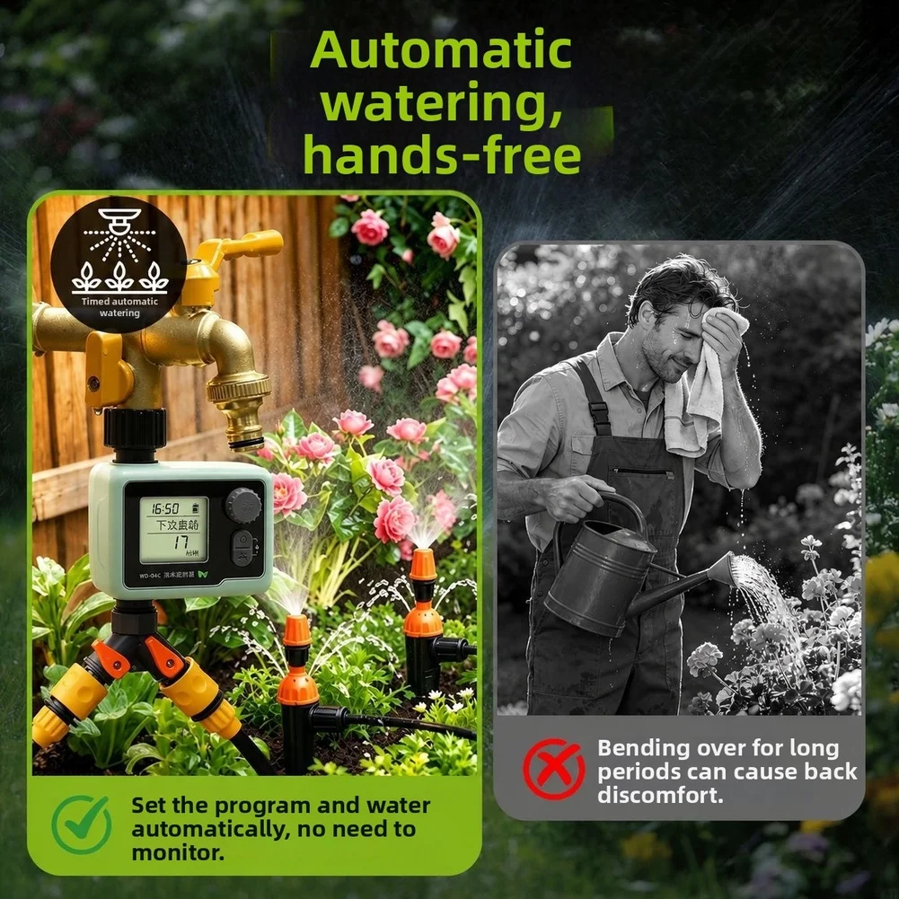 Smart Faucet Water Timer Controller for Automated Outdoor Irrigation with Weather Resistant Design and Easy Install