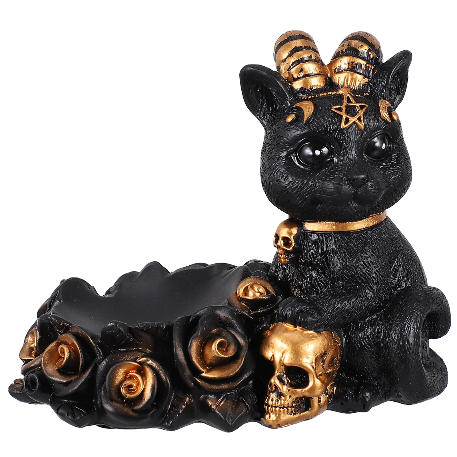 1pc Black Statue For Crystal Ball Base Desktop Home Decoration Small Cat Sculpture Adorable Cat Figure Ornament