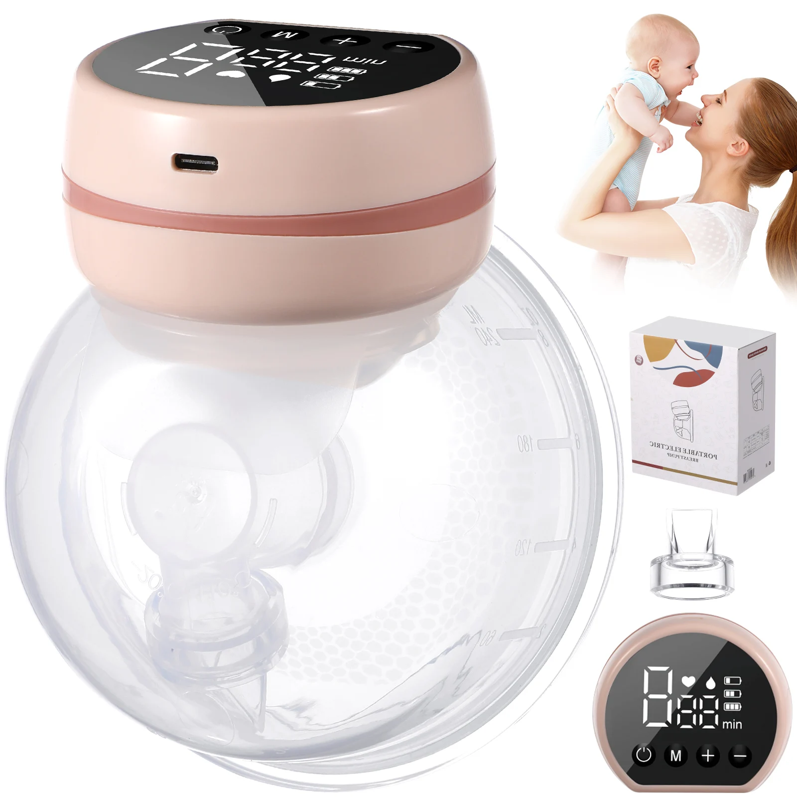

1pcs 1 Electric Breast Pump Pink Portable Silent Milk Extractor for Breastfeeding No Leakage Easy Clean Accessories Breast Pumps