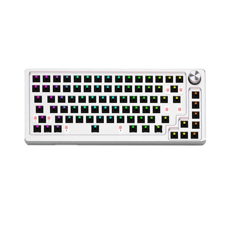 83 Keys Aluminum Mechanical Keyboard Kit Wired RGB Hot Swap Custom Metal Multifunction Gaming Keyboards Set Silver