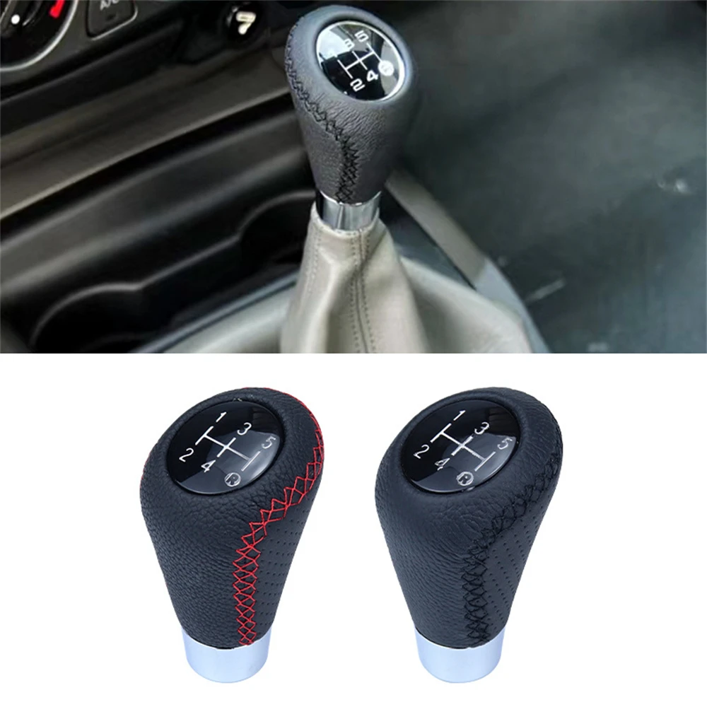 5 Speed Car Gear Knob PU Leather Manual Shifter Boot Stick Universal Transmission Speed Lever Handle Auto Interior Accessories