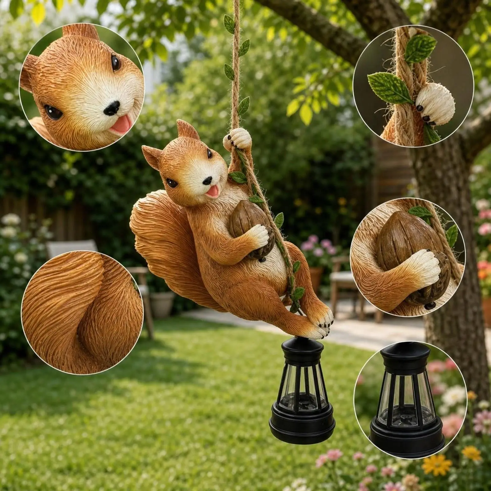 Outdoor Solar Lantern Resin Animal Garden Statue for Garden Decoration Sculpture Lawn Ornaments
