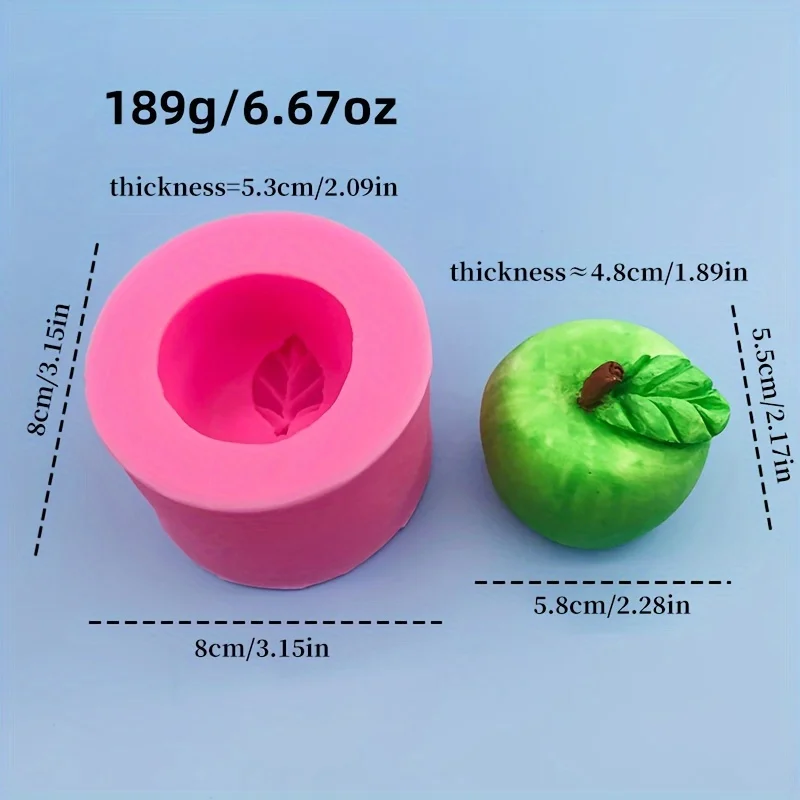 1 piece, 3D simulation apple silicone mold, flipping sugar cake, pastry, chocolate, fruit shape, baking ornament mold