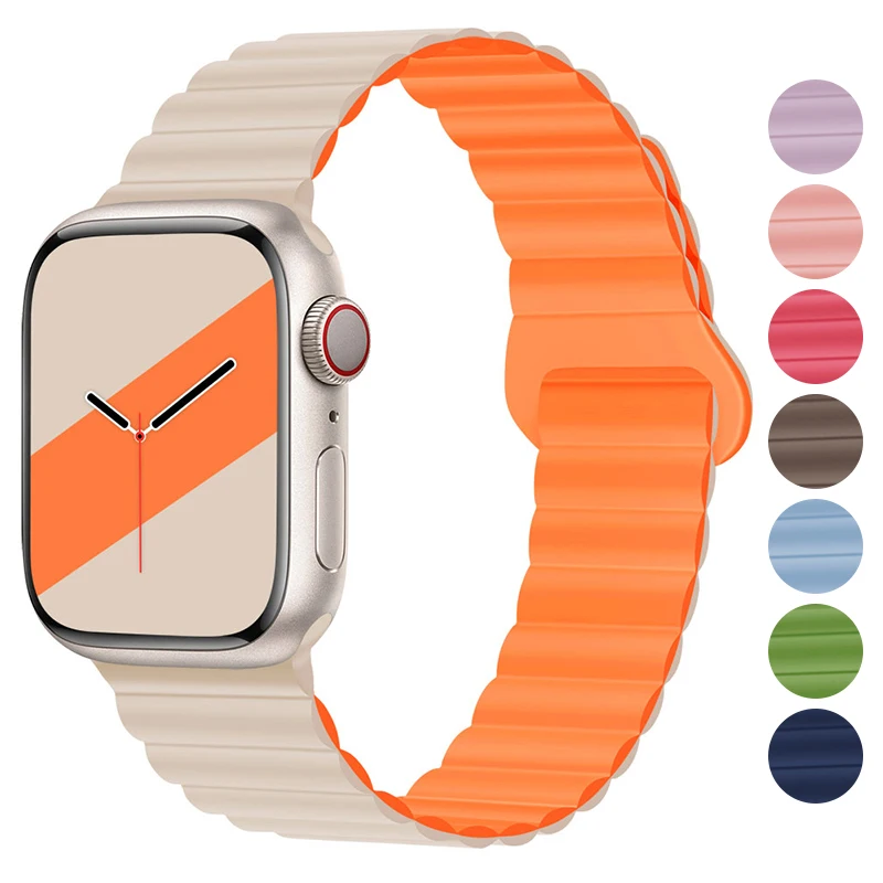 Magnetic Strap For Apple Watch Bands 45mm 38mm 49mm 40mm 42mm 41mm Silicone Sport Bracelet iWatch Series ultra 9 6 5 7 8 se 44mm