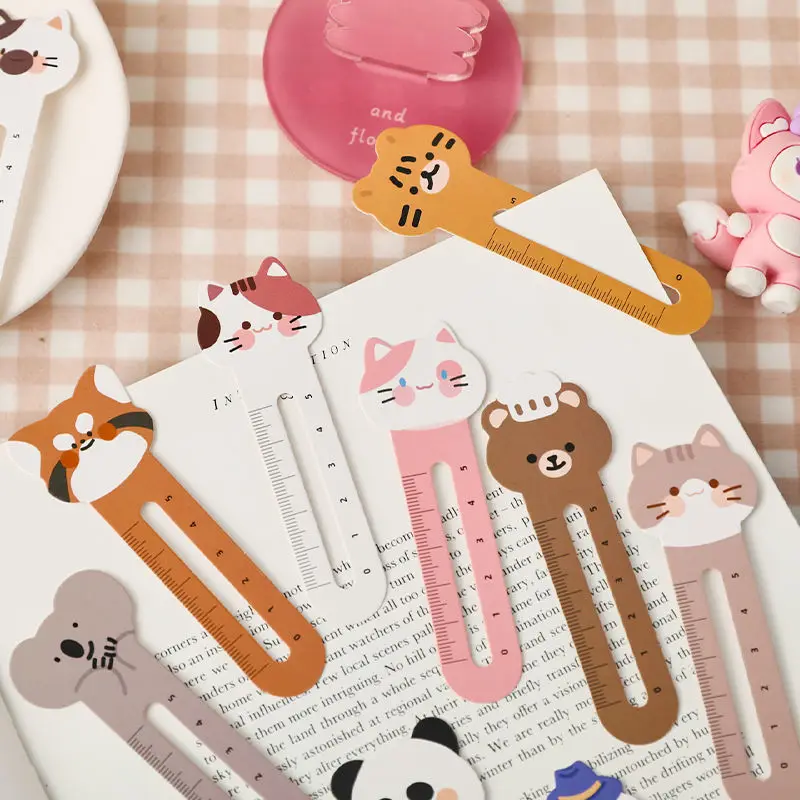 Kawaii Cartoon Animal Bookmarks Creative Dual-Purpose Bookmark Rulers Reading Accessories Student Stationery School Supplies