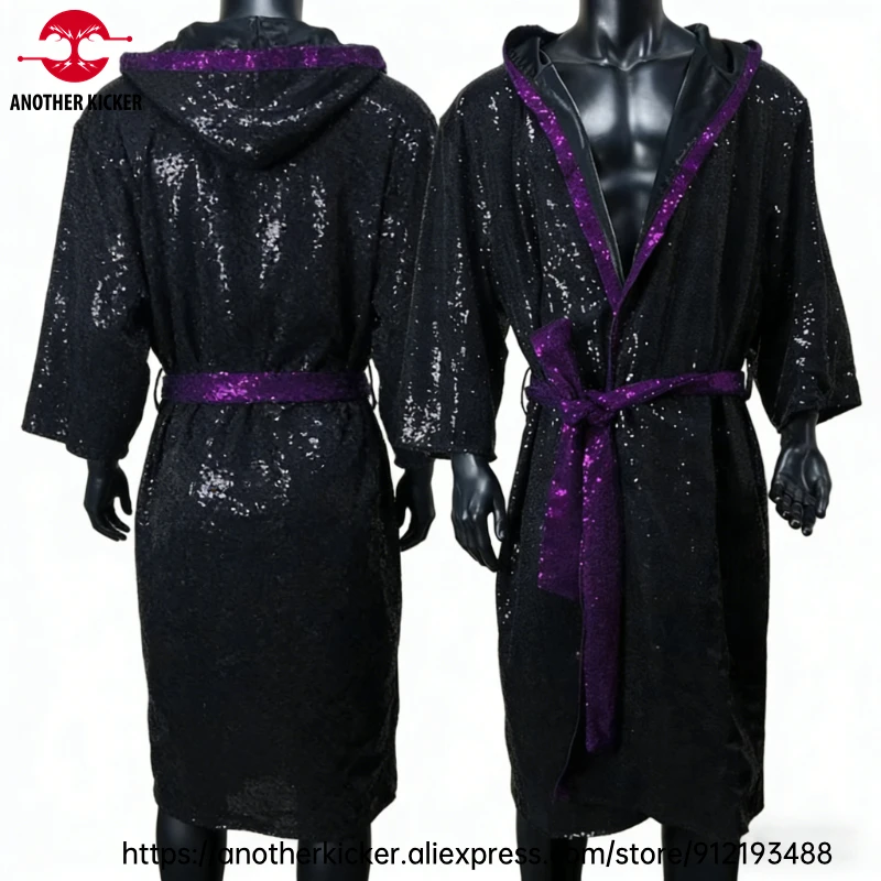 

Боксерский халат с капюшоном, длинными рукавами и пайетками для бокса, кикбоксинга, ММА, муай-тай, для взрослых и детей, для тренировок и соревнований