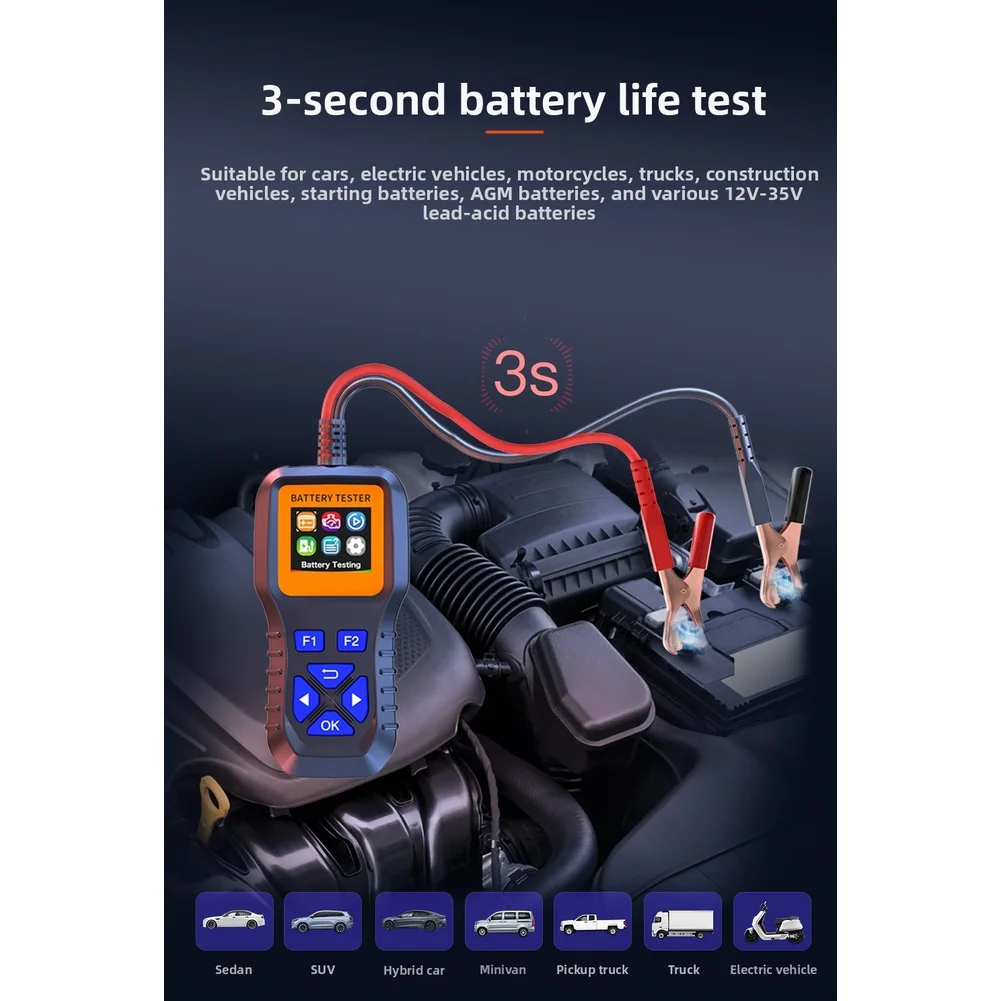 

Car Battery Tester 12V 24V with Comprehensive Data Detection Including Voltage and Discharge Current Measurement