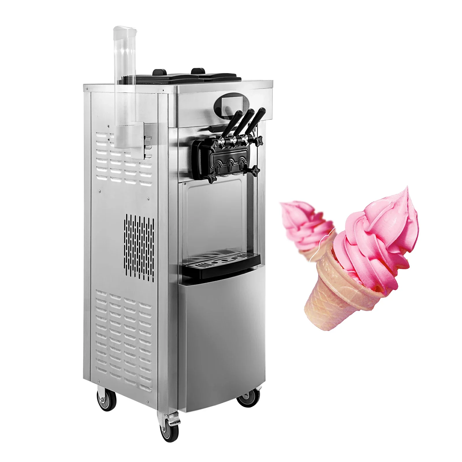 Vertical Soft Ice Cream Machine with LCD Touch Screen Commercial  Ice Cream Maker With 2+1 Flavors