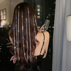 Popular Flash Diamond Chain Hair Clips for Girls Fashion Women Long Tassel Shiny Rhinestone Hair Braid Hair Acessorise