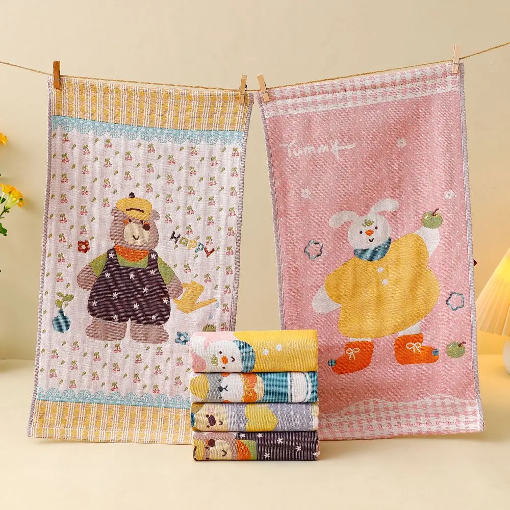 25x48cm Large Hand Towel Cartoon 4 Layer Cotton Gauze Pure Cotton Dish Cloth Decorative Quick Dry Tea Towel for Kids Children