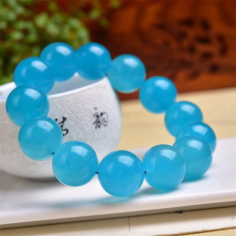 18MM Natural Amazonite Bracelet Handmade Round Beads Bracelets Couple Energy Yoga Bracelet Men Women Jewelry 1pcs