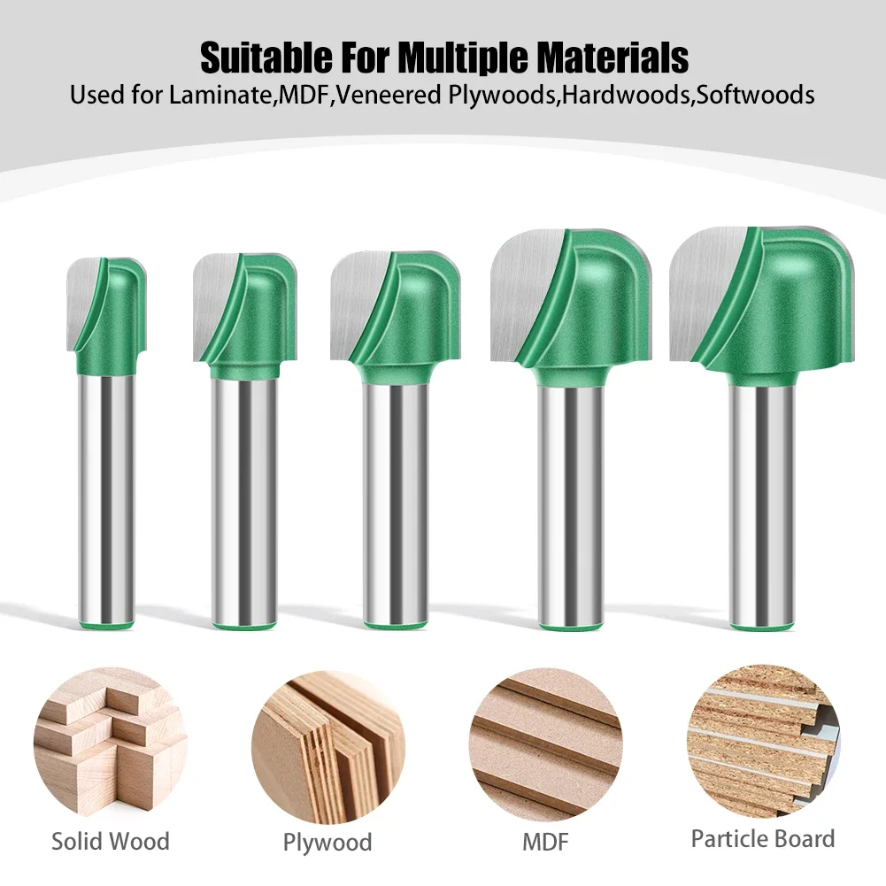 1-5Pcs 8mm Shank Diameter Bowl Tray Router Bit Round Nose Milling Cutter With  For Woodworking CNC Radius Core Box Solid Carbide