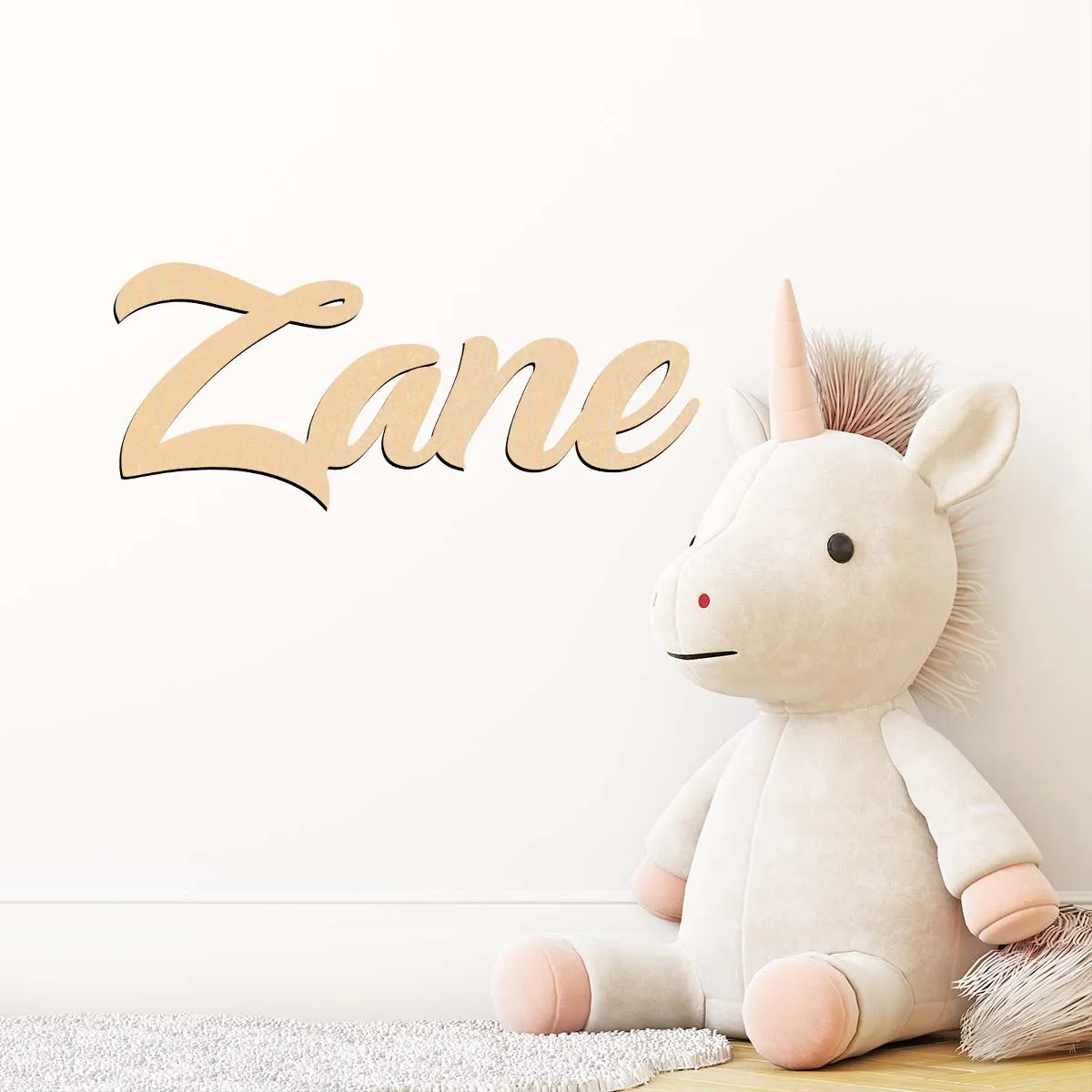 1pc Cartoon zane example Customized Name Wooden Plaque Wood Material Wooden Sign Handcrafted with Elegant Cursive Lettering