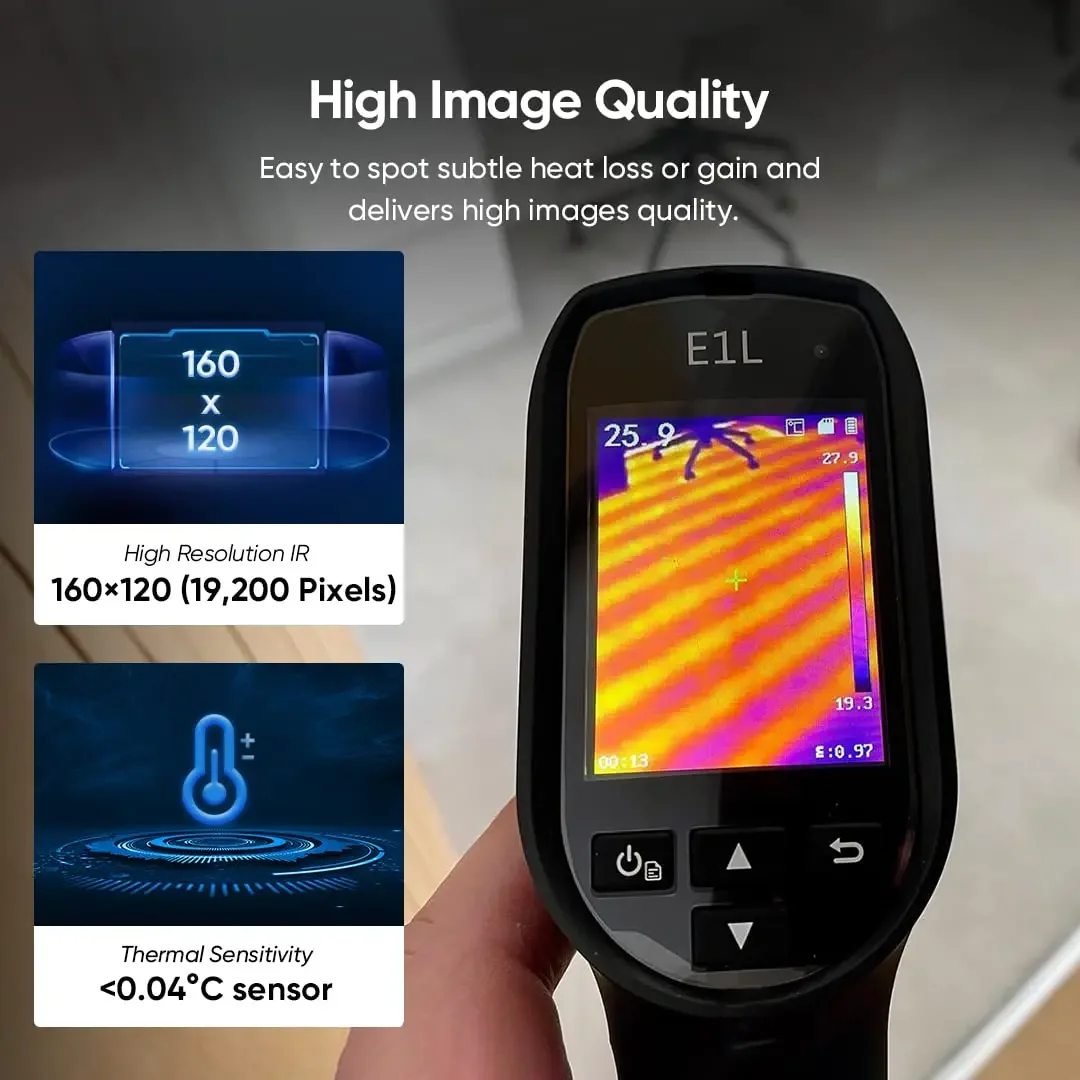 160 x 120 IR Resolution/19200 Pixels, 25Hz Refresh Rate, Portable Handheld Infrared Thermal Imager