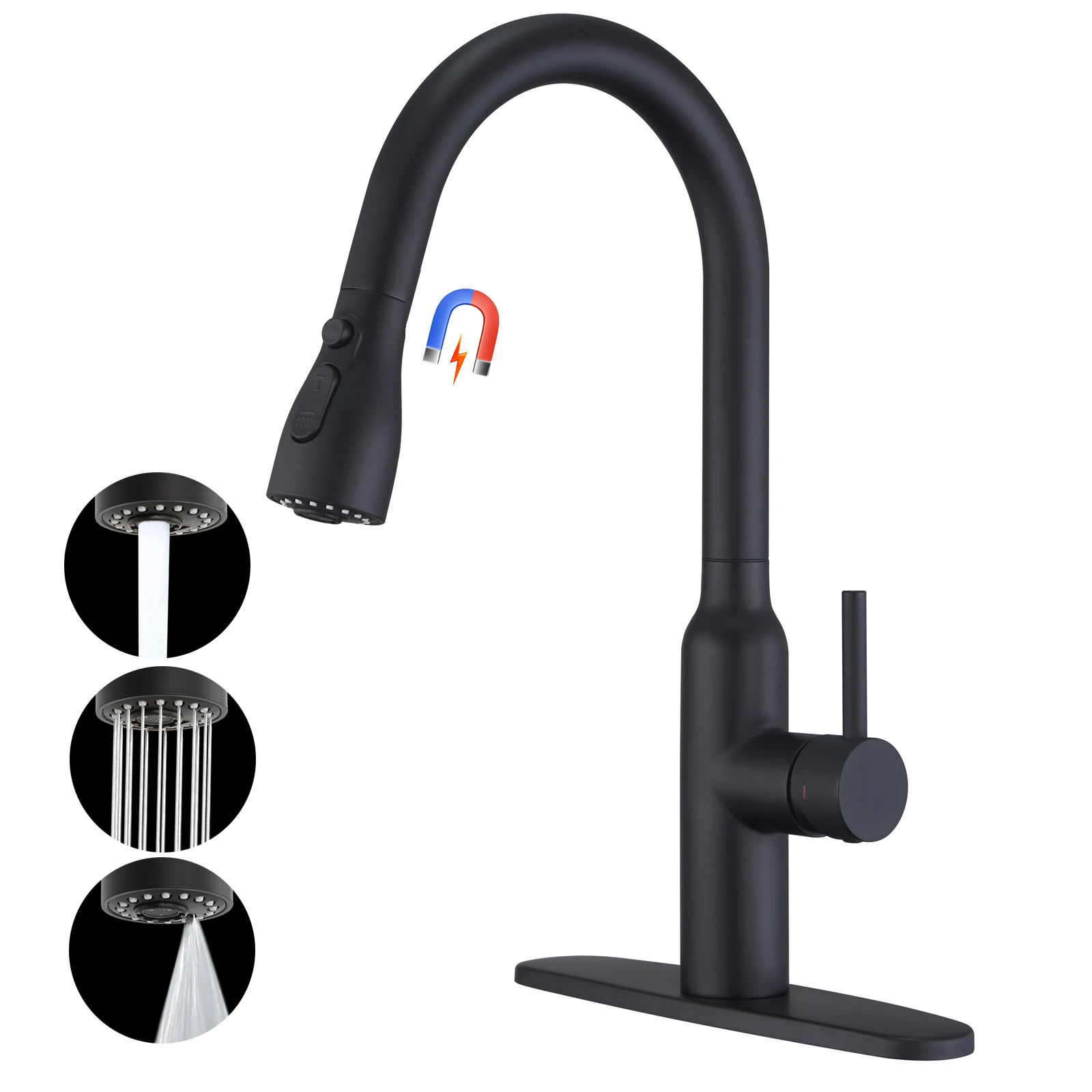 

304 Stainless Steel Handle Faucet Manufacturer Matte Black Kitchen Faucet