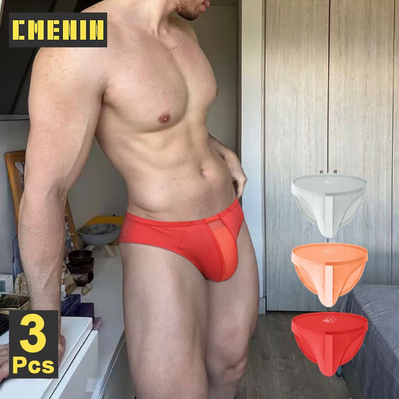 

CMENIN 3Pcs Modal Breathable Men Underwear Transparent Mesh Men's Panties Sissy Bikini Underpants Sexy Gay Men's Briefs Trunks