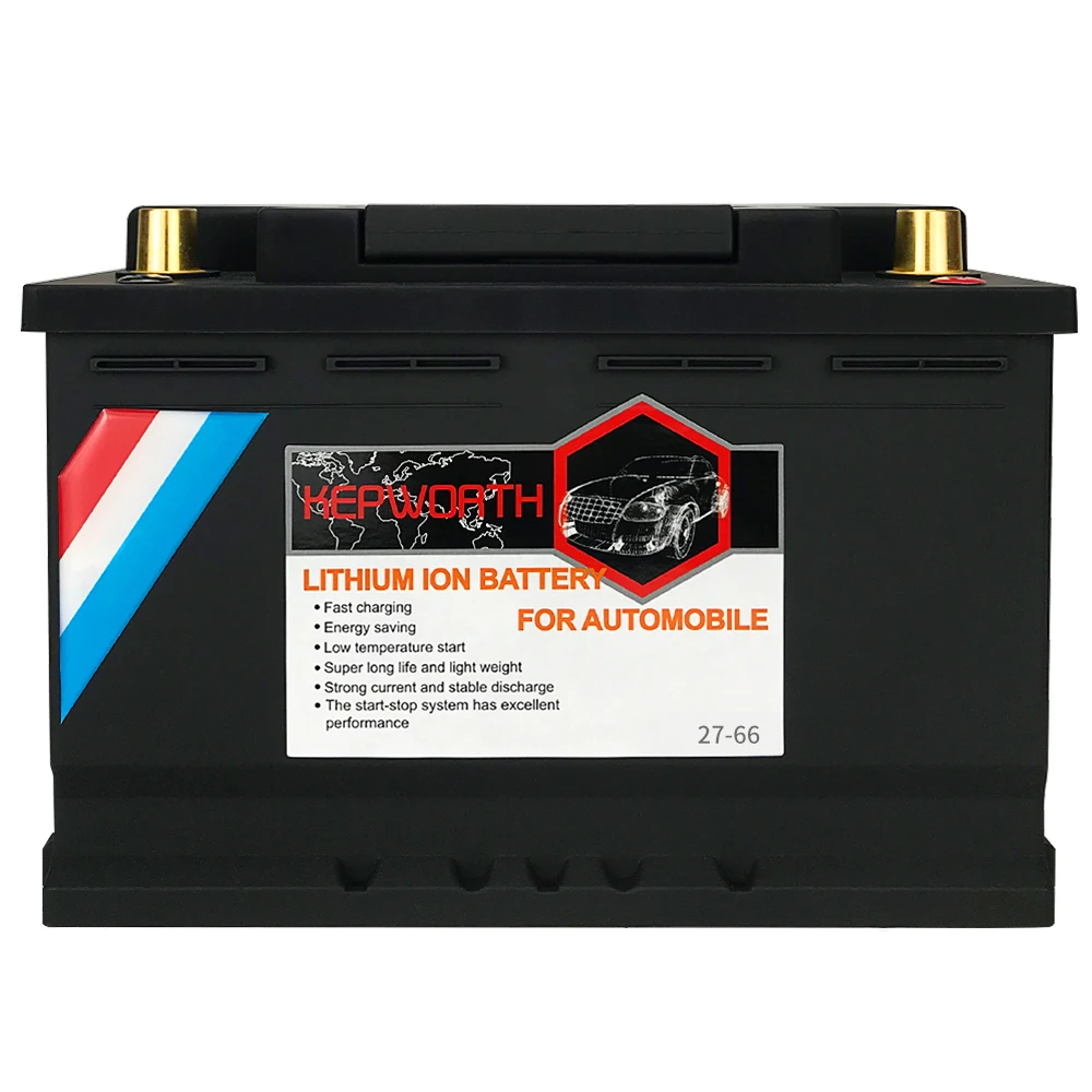 27-66 12V 40AH LiFePO4 Lithium Car Battery 1300CCA Starting Battery Deep Cycle Built-in 200A BMS for Automotive Trolling Motor