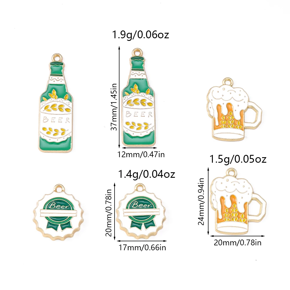 10pcs Enamel Bar Beer Mug Beer Bottle Charms for Jewelry Making Charms Pendants Necklaces Earrings Handmade Jewelry Accessories