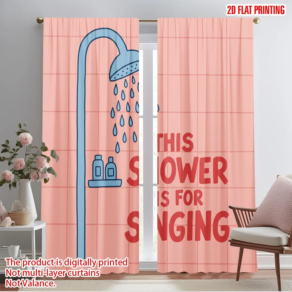 

2pcs 2D flat printing Window Curtains Singing Fun Fabric Without Electricity Family Party Use for Photo Booths & Events