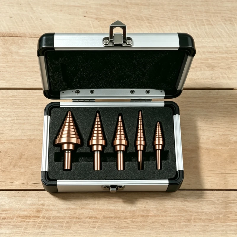 5Pcs Cobalt Titanium Step Drill Bit Set 50 Sizes Cobalt Titanium Conical Carbide Drill for Stainless Steel Sheet Metal Drilling