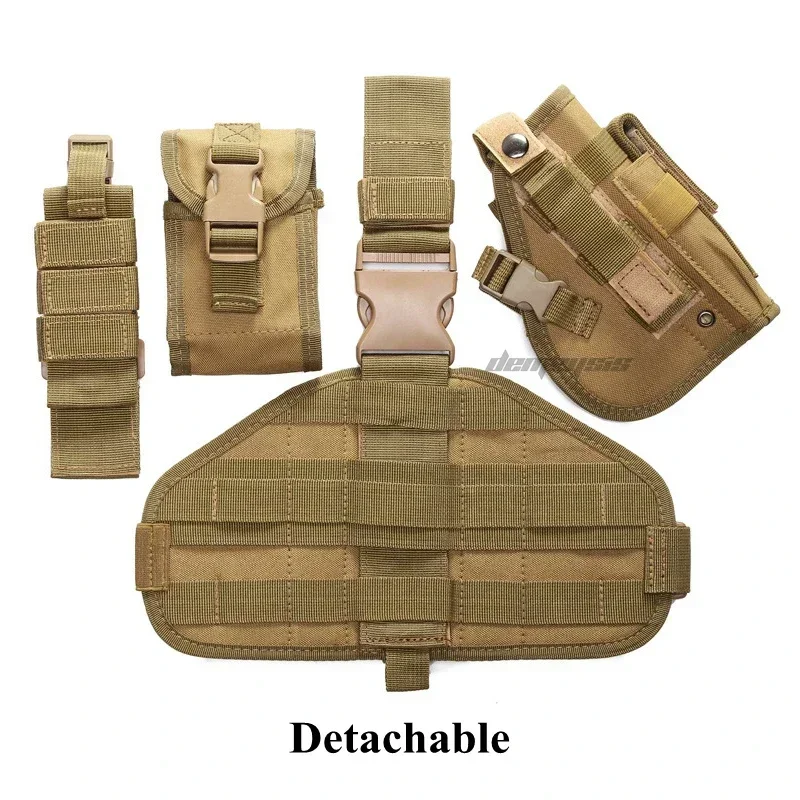 Tactical Gun Holster Thigh Drop Leg Bag Tactical Thigh Leg Pistol Gun Holster Outdoor Tactical Pouch Adjustable Strap