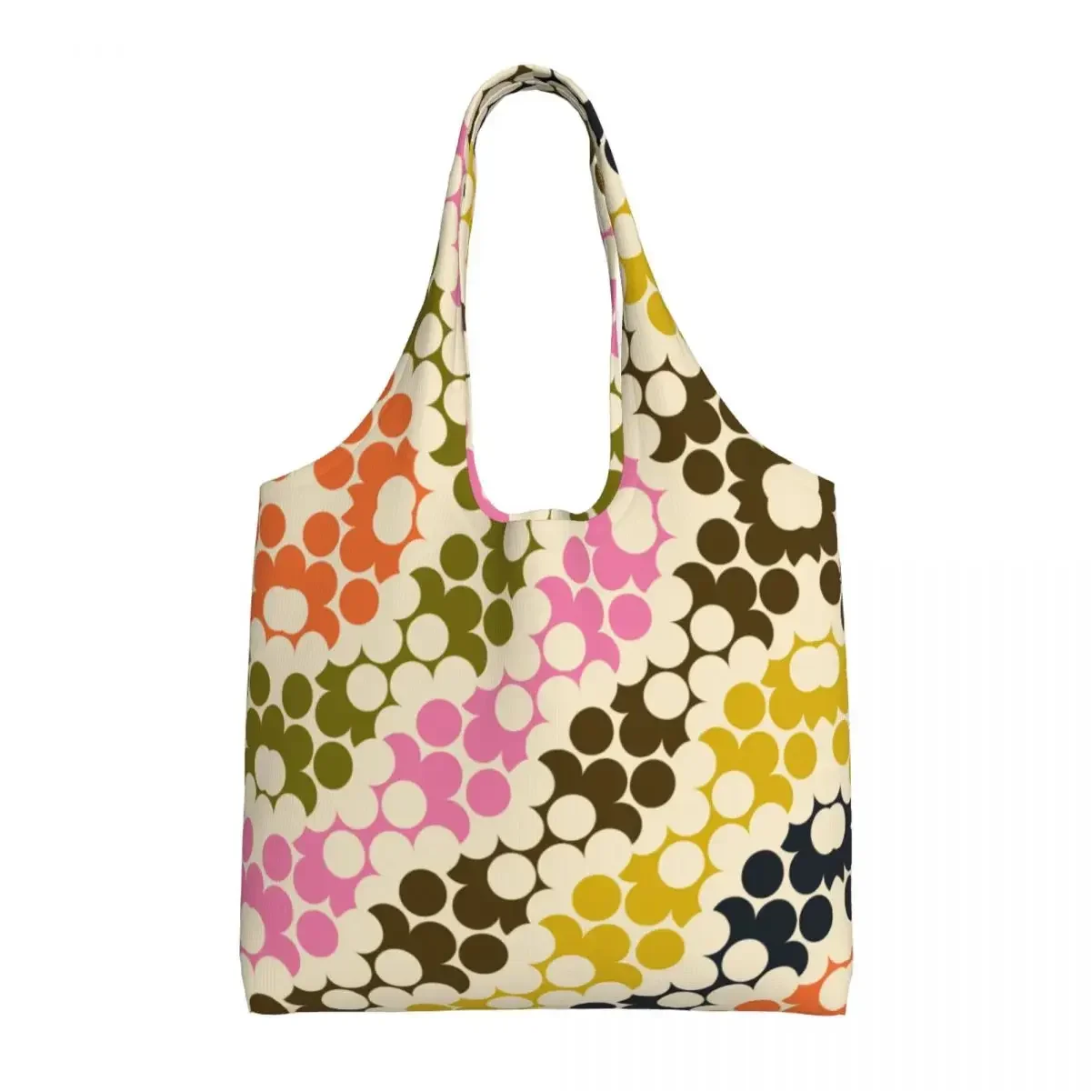 Custom Print Puzzle Flower Multi Classic Orla Kiely Shopping Tote Bag Recycling Canvas Grocery Shopper Shoulder Bags Handbag