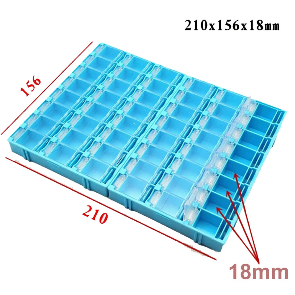 SMD Container SMT IC Electronic Component 210x156x18mm 48pcs Mini Storage Kit DIY Small Component Jewelry Tool Box