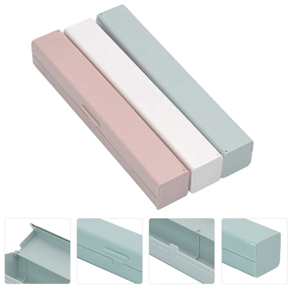 

3Pcs Long-Lasting Wrap Cutting Box Easy Operate Home Kitchen Tool Gift Idea Assorted Color Food Cling Wrap Box