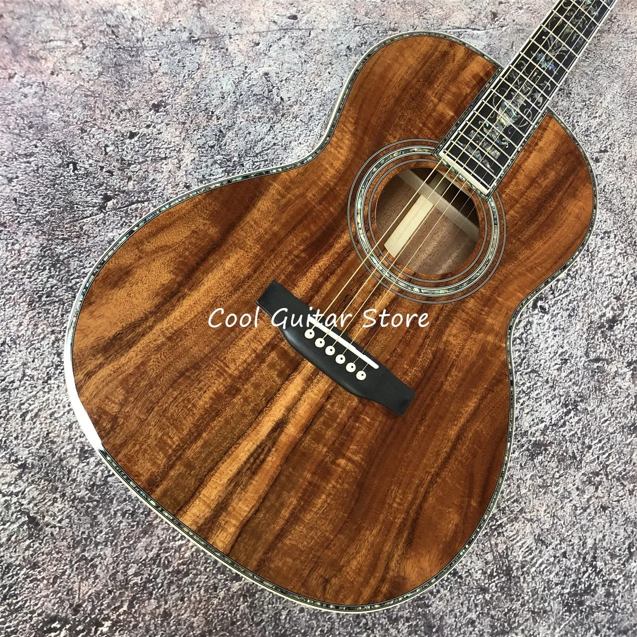 Koa Wood Acoustic Electric Guitar,100% Real Abalone, Solid Top,39 Inches, New, 00045 Model, 2023