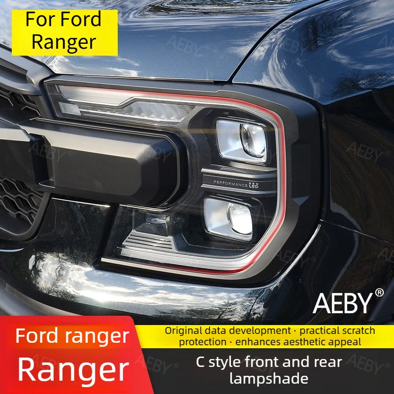 

For Ford Ranger 2022-2026 ABS Matte Black Headlight Cover Taillight Cover C Shape,Anti-UV scratch protection,Accessories