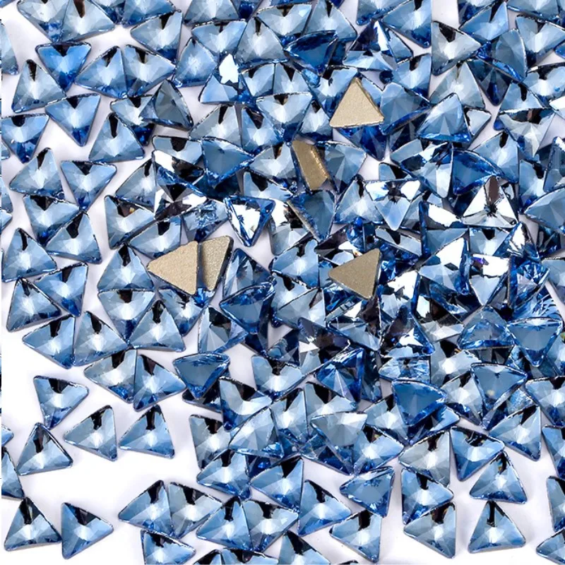 wholesale 100pcs Light Blue Square Flat Back Nail Rhinestone  Special Shaped Crystals Art Stones 3D Personalized Decoration