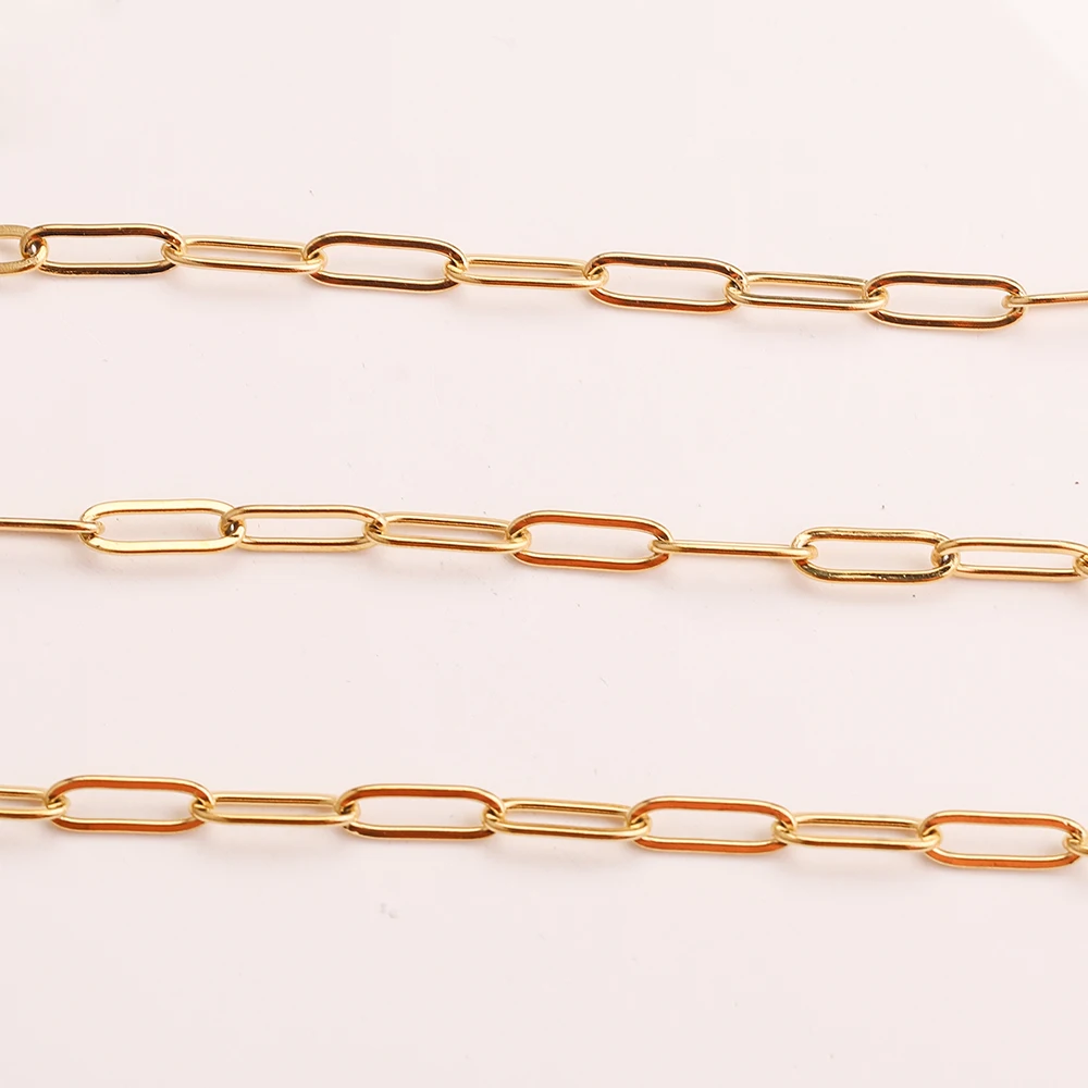 1M Gold-Plate Chains Stainless Steel Oval Link Bulk Jewelry for Wallet Necklace Making Handmade DIY Wholesale Accessories