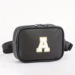 Cintura leve Fanny Pack, bolsa de peito com letra A, M, S, L, D remendo para caminhadas, bolsa transversal, viagem de moda