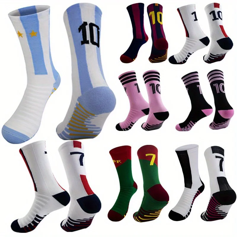 

1 pair of new style football training socks, same style as professional football players, size 10 and size 7