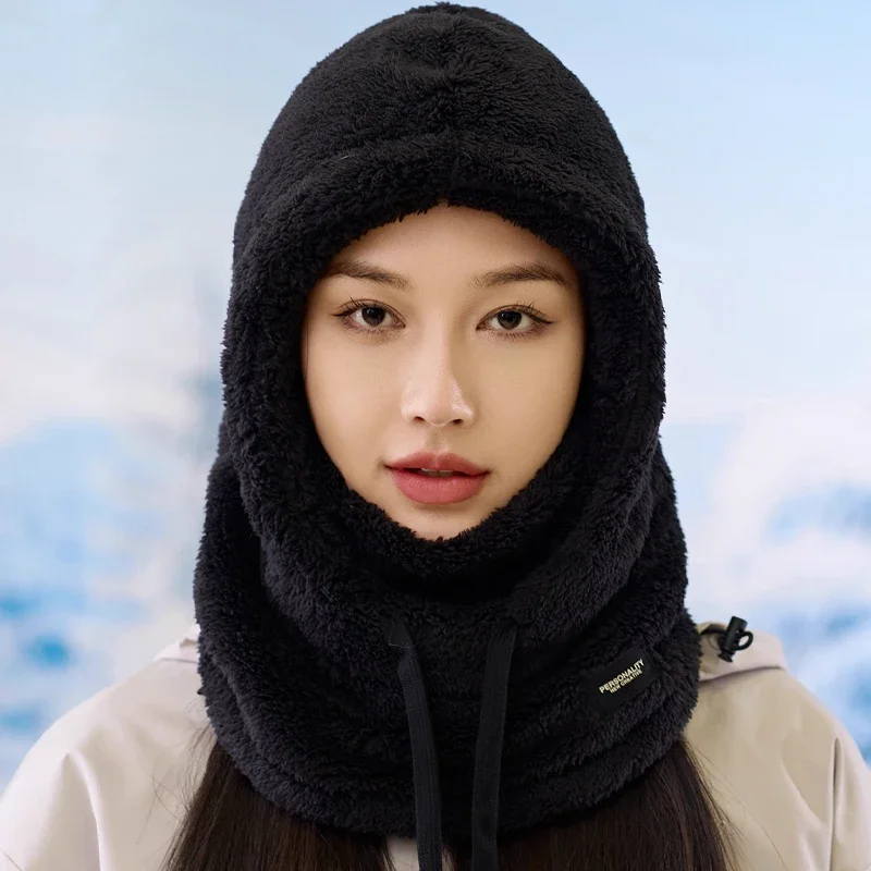 قبعة صوفية شتوية مقاومة للرياح ودافئة للنساء لركوب الدراجات مع غطاء رقبة من الصوف، وشاح للنساء، قبعة صوفية من قطعة واحدة للرجال