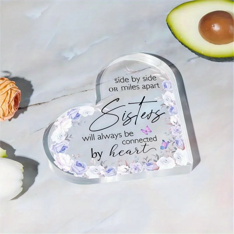 "Side by Side or Miles Apart" Sister Heart - تذكار أكريليك لأعياد ميلاد Bestie