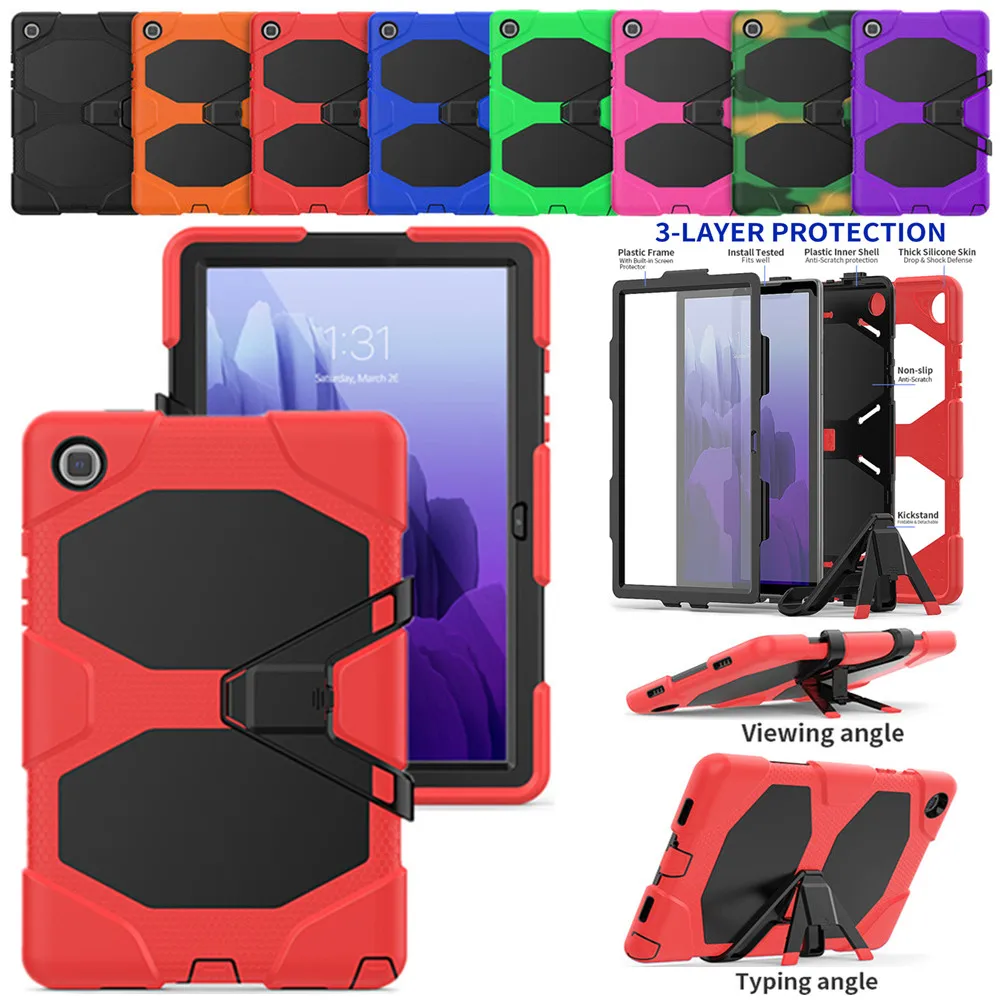 

Samsung Galaxy Tab A7 10.4 2020 SM-T500 T505 T507 Stand Shockproof Case Built-in Screen Protector Multi-layer Protect Cover