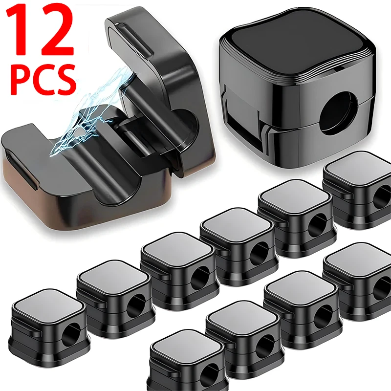 Desktop Magnetic Cable Clips Cables Smooth Adjustable Cord Holder Under Desk Cable Management Wire Keeper Cable Organizer Holder 