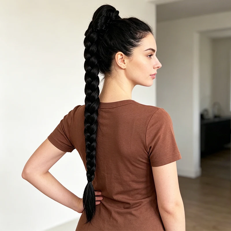 28 Inch Cosplay Synthetic Fiber Braided Ponytail, Jaw Clip Design, Easy Wear, Perfect for Halloween & Events