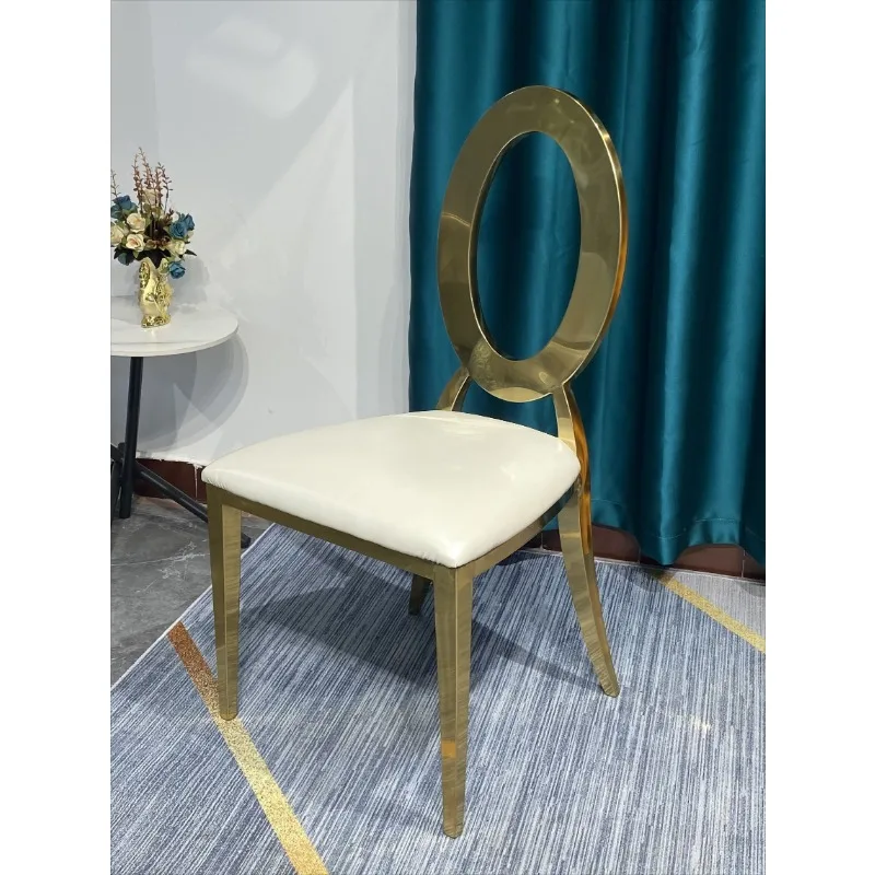 Light luxury stainless steel golden banquet hall special dining chair, Hong Kong-style simple high-end hotel wedding chair