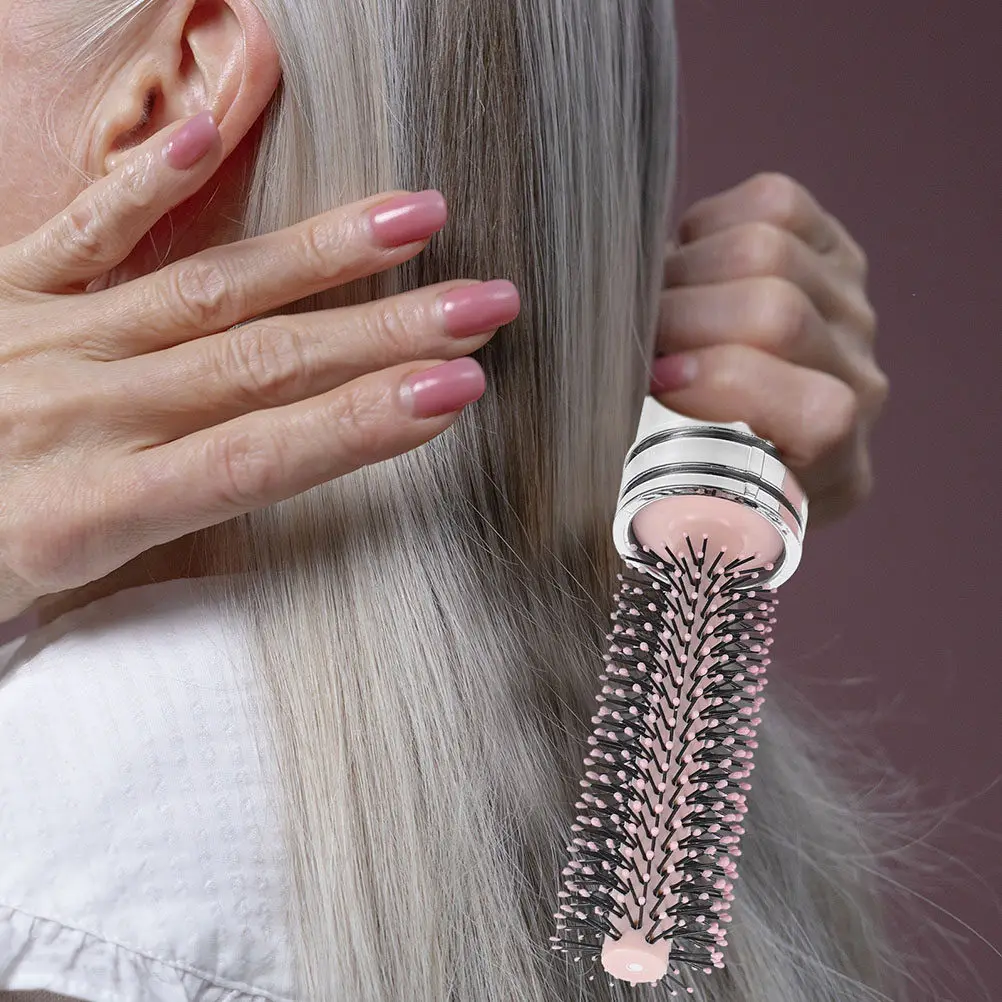 

2Pcs Portable Roll Hairbrush Anti-Static Round Brush for Blow Drying Curl Training Styling Wet Or Dry Hair Women Men Travel