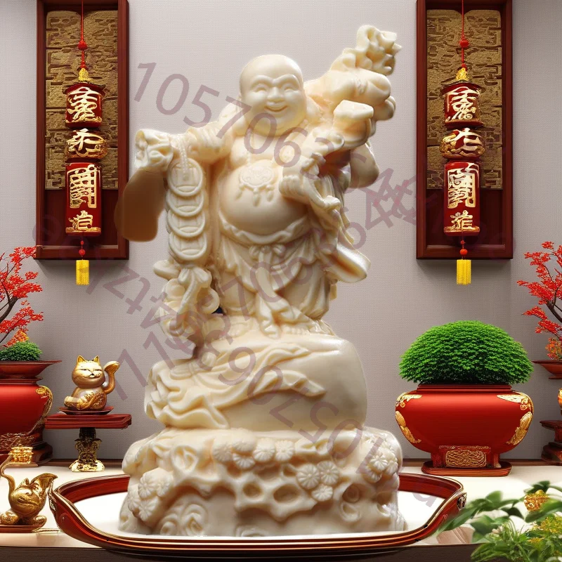 

Copper Coin Maitreya Buddha Character Statue Chinese God Of Wealth -Home Office Feng Shui Mascot Laughing Buddha Statue